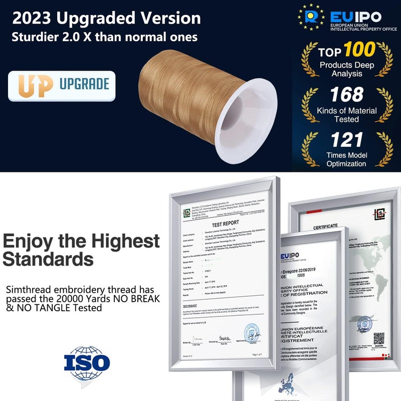 simthread Embroidery Thread 5500 Yards Beige 843, 2 Huge Spools 40wt Polyester for Brother, Babylock, Janome, Singer, Pfaff, Husqvarna, Bernina Machine - Image 3